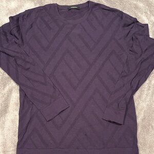 Versace Deep Purple Chevron Knit Crewneck